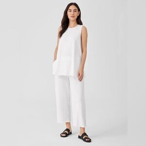 Eileen Fisher Lightweight Organic Cotton Terry Long Tank White size Petite Small